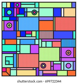 Trendy geometric elements memphis greeting cards design. Retro style texture, pattern and elements. Retro abstract pattern poster and cover design template for summer holiday season.