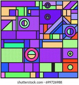 Trendy geometric elements memphis greeting cards design. Retro style texture, pattern and elements. Retro abstract pattern poster and cover design template for summer holiday season.