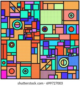 Trendy geometric elements memphis greeting cards design. Retro style texture, pattern and elements. Retro abstract pattern poster and cover design template for summer holiday season.
