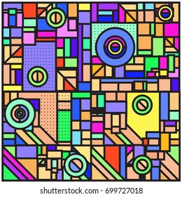 Trendy geometric elements memphis greeting cards design. Retro style texture, pattern and elements. Retro abstract pattern poster and cover design template for summer holiday season.
