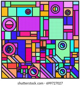 Trendy geometric elements memphis greeting cards design. Retro style texture, pattern and elements. Retro abstract pattern poster and cover design template for summer holiday season.