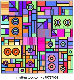 Trendy geometric elements memphis greeting cards design. Retro style texture, pattern and elements. Retro abstract pattern poster and cover design template for summer holiday season.
