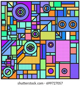Trendy geometric elements memphis greeting cards design. Retro style texture, pattern and elements. Retro abstract pattern poster and cover design template for summer holiday season.