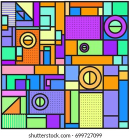 Trendy geometric elements memphis greeting cards design. Retro style texture, pattern and elements. Retro abstract pattern poster and cover design template for summer holiday season.