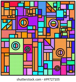 Trendy geometric elements memphis greeting cards design. Retro style texture, pattern and elements. Retro abstract pattern poster and cover design template for summer holiday season.