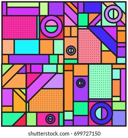 Trendy geometric elements memphis greeting cards design. Retro style texture, pattern and elements. Retro abstract pattern poster and cover design template for summer holiday season.
