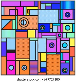 Trendy geometric elements memphis greeting cards design. Retro style texture, pattern and elements. Retro abstract pattern poster and cover design template for summer holiday season.