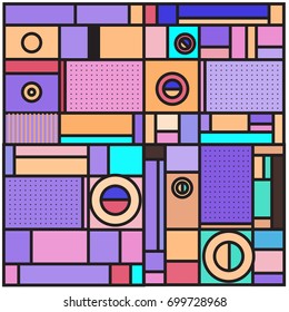Trendy geometric elements memphis greeting cards design. Retro style texture, pattern and elements. Retro abstract pattern poster and cover design template for summer holiday season.