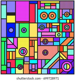 Trendy geometric elements memphis greeting cards design. Retro style texture, pattern and elements. Retro abstract pattern poster and cover design template for summer holiday season.
