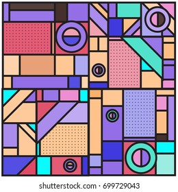 Trendy geometric elements memphis greeting cards design. Retro style texture, pattern and elements. Retro abstract pattern poster and cover design template for summer holiday season.
