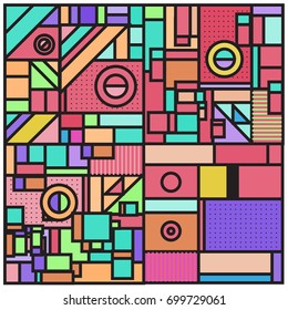 Trendy geometric elements memphis greeting cards design. Retro style texture, pattern and elements. Retro abstract pattern poster and cover design template for summer holiday season.