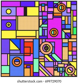 Trendy geometric elements memphis greeting cards design. Retro style texture, pattern and elements. Retro abstract pattern poster and cover design template for summer holiday season.