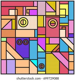 Trendy geometric elements memphis greeting cards design. Retro style texture, pattern and elements. Retro abstract pattern poster and cover design template for summer holiday season.