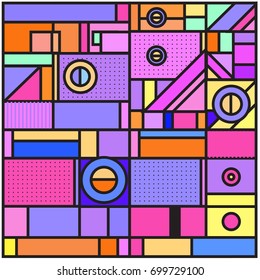 Trendy geometric elements memphis greeting cards design. Retro style texture, pattern and elements. Retro abstract pattern poster and cover design template for summer holiday season.