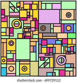 Trendy geometric elements memphis greeting cards design. Retro style texture, pattern and elements. Retro abstract pattern poster and cover design template for summer holiday season.