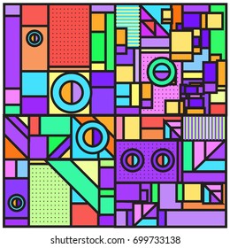 Trendy geometric elements memphis greeting cards design. Retro style texture, pattern and elements. Retro abstract pattern poster and cover design template for summer holiday season.
