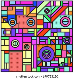 Trendy geometric elements memphis greeting cards design. Retro style texture, pattern and elements. Retro abstract pattern poster and cover design template for summer holiday season.