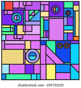 Trendy geometric elements memphis greeting cards design. Retro style texture, pattern and elements. Retro abstract pattern poster and cover design template for summer holiday season.