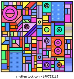 Trendy geometric elements memphis greeting cards design. Retro style texture, pattern and elements. Retro abstract pattern poster and cover design template for summer holiday season.