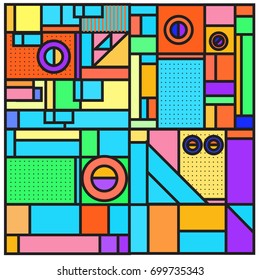 Trendy geometric elements memphis greeting cards design. Retro style texture, pattern and elements. Retro abstract pattern poster and cover design template for summer holiday season.