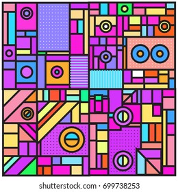Trendy geometric elements memphis greeting cards design. Retro style texture, pattern and elements. Retro abstract pattern poster and cover design template for summer holiday season.