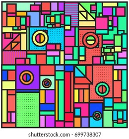 Trendy geometric elements memphis greeting cards design. Retro style texture, pattern and elements. Retro abstract pattern poster and cover design template for summer holiday season.