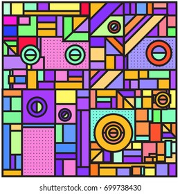 Trendy geometric elements memphis greeting cards design. Retro style texture, pattern and elements. Retro abstract pattern poster and cover design template for summer holiday season.