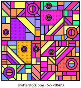 Trendy geometric elements memphis greeting cards design. Retro style texture, pattern and elements. Retro abstract pattern poster and cover design template for summer holiday season.