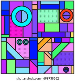 Trendy geometric elements memphis greeting cards design. Retro style texture, pattern and elements. Retro abstract pattern poster and cover design template for summer holiday season.