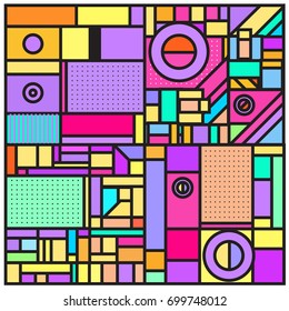 Trendy geometric elements memphis greeting cards design. Retro style texture, pattern and elements. Retro abstract pattern poster and cover design template for summer holiday season.