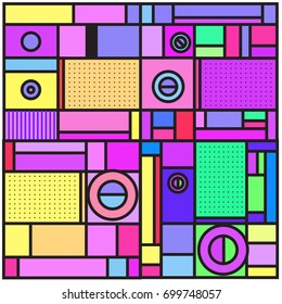 Trendy geometric elements memphis greeting cards design. Retro style texture, pattern and elements. Retro abstract pattern poster and cover design template for summer holiday season.