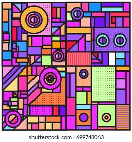 Trendy geometric elements memphis greeting cards design. Retro style texture, pattern and elements. Retro abstract pattern poster and cover design template for summer holiday season.