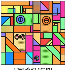 Trendy geometric elements memphis greeting cards design. Retro style texture, pattern and elements. Retro abstract pattern poster and cover design template for summer holiday season.