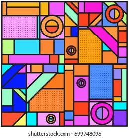 Trendy geometric elements memphis greeting cards design. Retro style texture, pattern and elements. Retro abstract pattern poster and cover design template for summer holiday season.