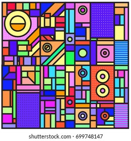 Trendy geometric elements memphis greeting cards design. Retro style texture, pattern and elements. Retro abstract pattern poster and cover design template for summer holiday season.