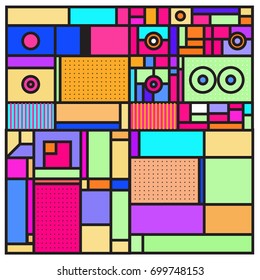 Trendy geometric elements memphis greeting cards design. Retro style texture, pattern and elements. Retro abstract pattern poster and cover design template for summer holiday season.