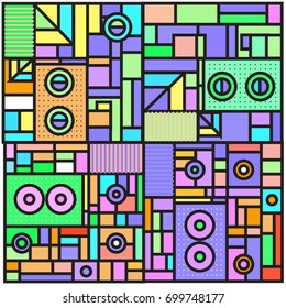 Trendy geometric elements memphis greeting cards design. Retro style texture, pattern and elements. Retro abstract pattern poster and cover design template for summer holiday season.