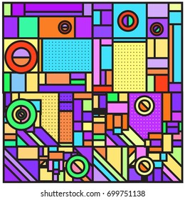 Trendy geometric elements memphis greeting cards design. Retro style texture, pattern and elements. Retro abstract pattern poster and cover design template for summer holiday season.
