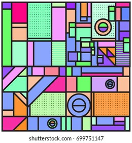 Trendy geometric elements memphis greeting cards design. Retro style texture, pattern and elements. Retro abstract pattern poster and cover design template for summer holiday season.