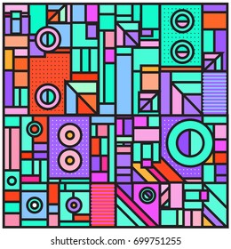 Trendy geometric elements memphis greeting cards design. Retro style texture, pattern and elements. Retro abstract pattern poster and cover design template for summer holiday season.