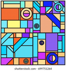 Trendy geometric elements memphis greeting cards design. Retro style texture, pattern and elements. Retro abstract pattern poster and cover design template for summer holiday season.