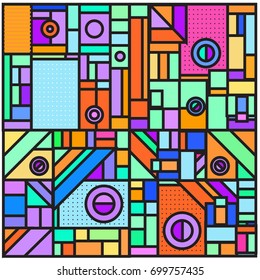 Trendy geometric elements memphis greeting cards design. Retro style texture, pattern and elements. Retro abstract pattern poster and cover design template for summer holiday season.