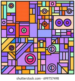 Trendy geometric elements memphis greeting cards design. Retro style texture, pattern and elements. Retro abstract pattern poster and cover design template for summer holiday season.