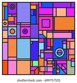 Trendy geometric elements memphis greeting cards design. Retro style texture, pattern and elements. Retro abstract pattern poster and cover design template for summer holiday season.