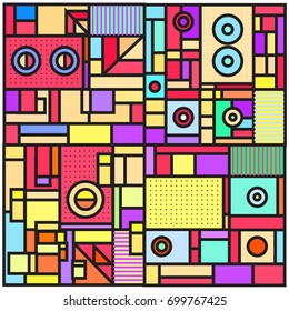 Trendy geometric elements memphis greeting cards design. Retro style texture, pattern and elements. Retro abstract pattern poster and cover design template for summer holiday season.