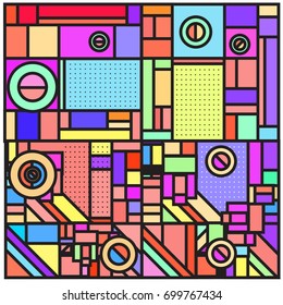 Trendy geometric elements memphis greeting cards design. Retro style texture, pattern and elements. Retro abstract pattern poster and cover design template for summer holiday season.
