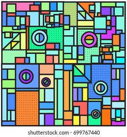Trendy geometric elements memphis greeting cards design. Retro style texture, pattern and elements. Retro abstract pattern poster and cover design template for summer holiday season.