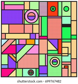 Trendy geometric elements memphis greeting cards design. Retro style texture, pattern and elements. Retro abstract pattern poster and cover design template for summer holiday season.