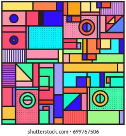 Trendy geometric elements memphis greeting cards design. Retro style texture, pattern and elements. Retro abstract pattern poster and cover design template for summer holiday season.