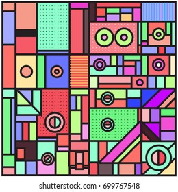 Trendy geometric elements memphis greeting cards design. Retro style texture, pattern and elements. Retro abstract pattern poster and cover design template for summer holiday season.